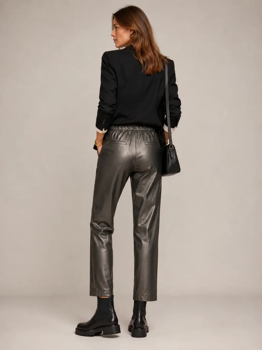 Vegane Lederhose „Colette“ Anthrazit – Bild 5