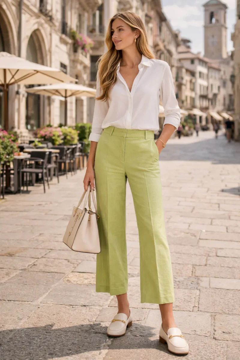 Leinenhose „California“ Lime / Hellgrün – Bild 3