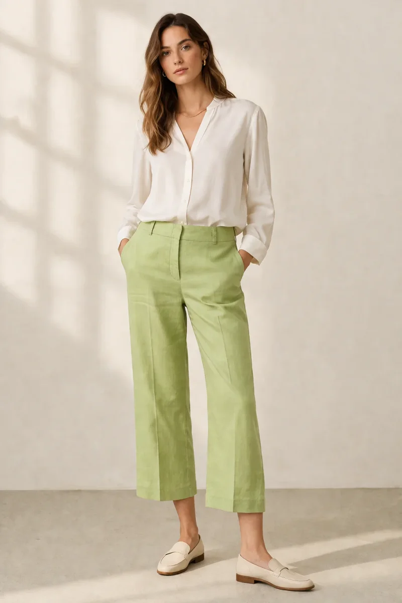 Leinenhose „California“ Lime / Hellgrün – Bild 2