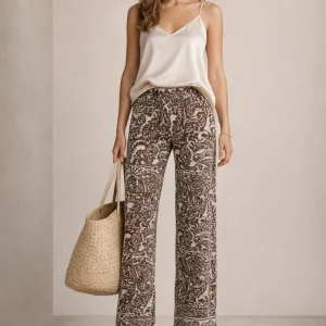 Strickhose "Paisley" Braun | Weiß